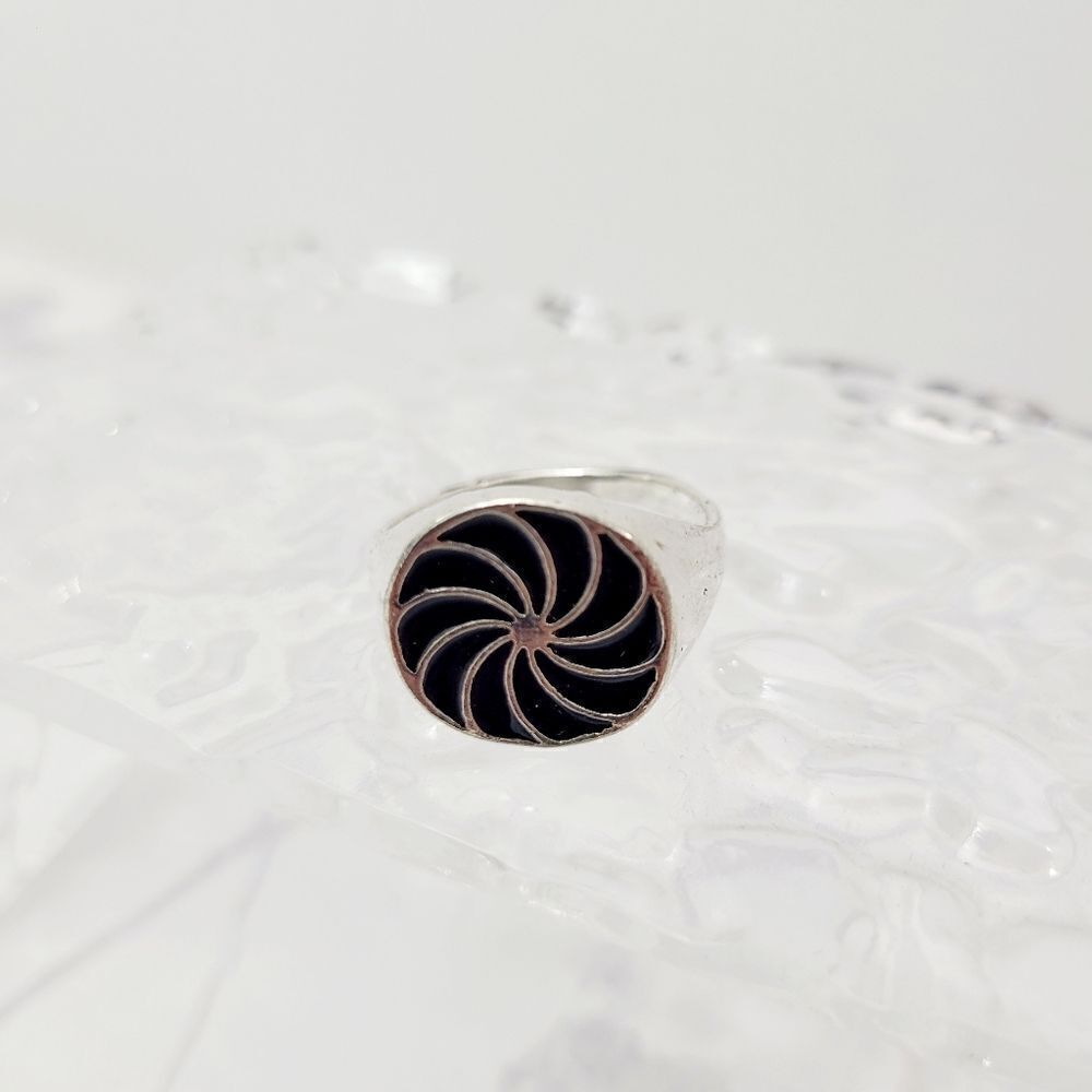 Brand New Silver & Black Ring #1 Size: 10 US